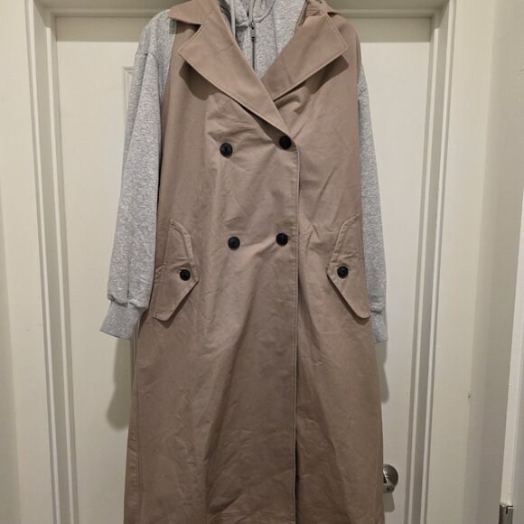 KBB by Kahlana Sweatshirt Trench Coat - Khaki Medium - Picture 2 of 11